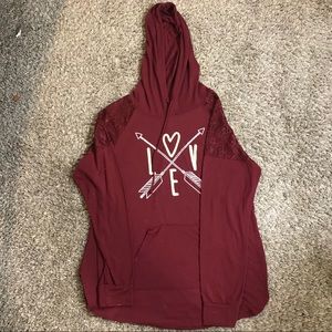 Maroon lace hoodie